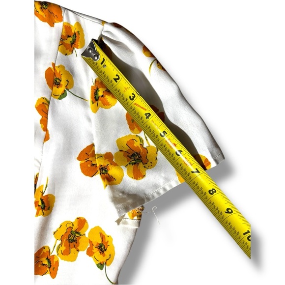 re:named New With Tags V-neck White Mini Dress with Yellow Floral Accents - Picture 15 of 16